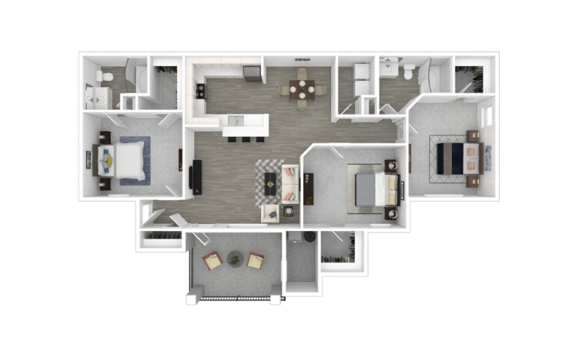 3D Furnished Floorplan - Amsterdam