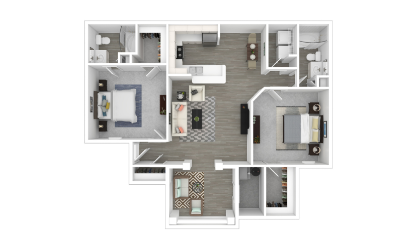 3D Furnished Floorplan - Atlanta