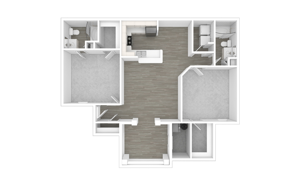 3D Unfurnished Floorplan -  Atlanta
