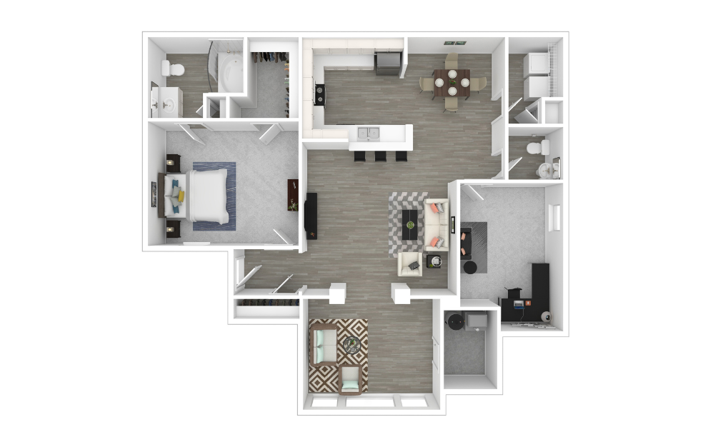 3D Furnished Floorplan - Barcelona