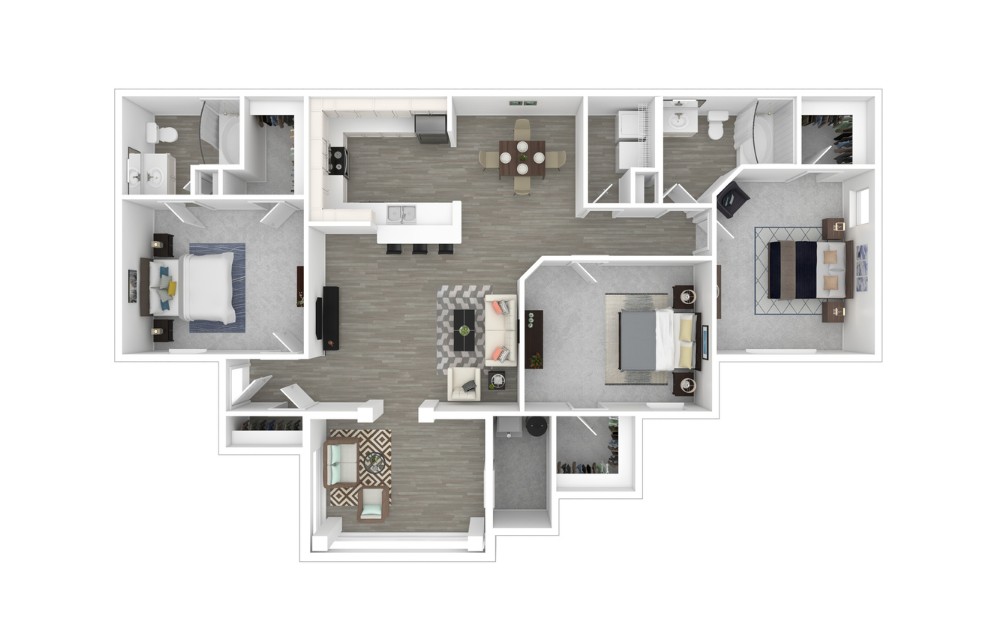3D Furnished Floorplan - London