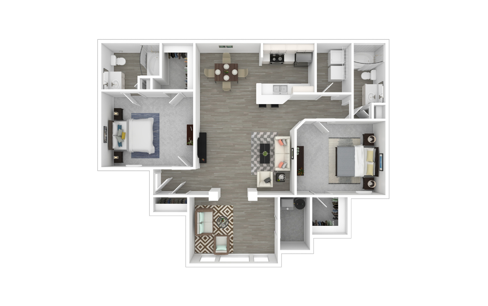 3D Furnished Floorplan - Montreal