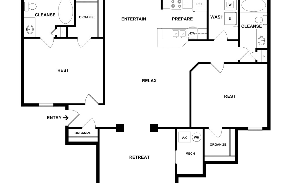 2d flat floor plan - The Montreal