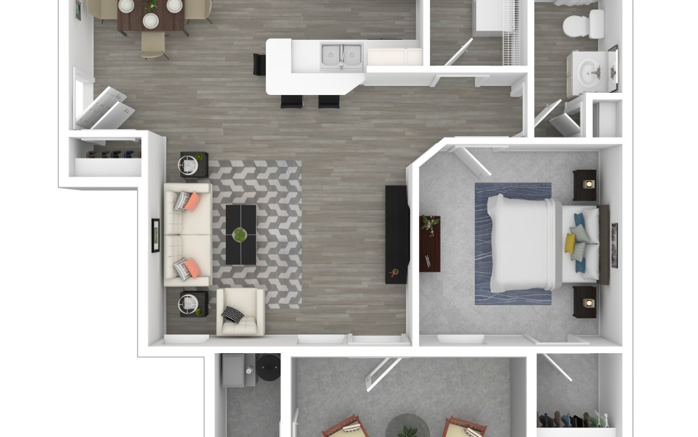 3d furnished floor plan - The Athens