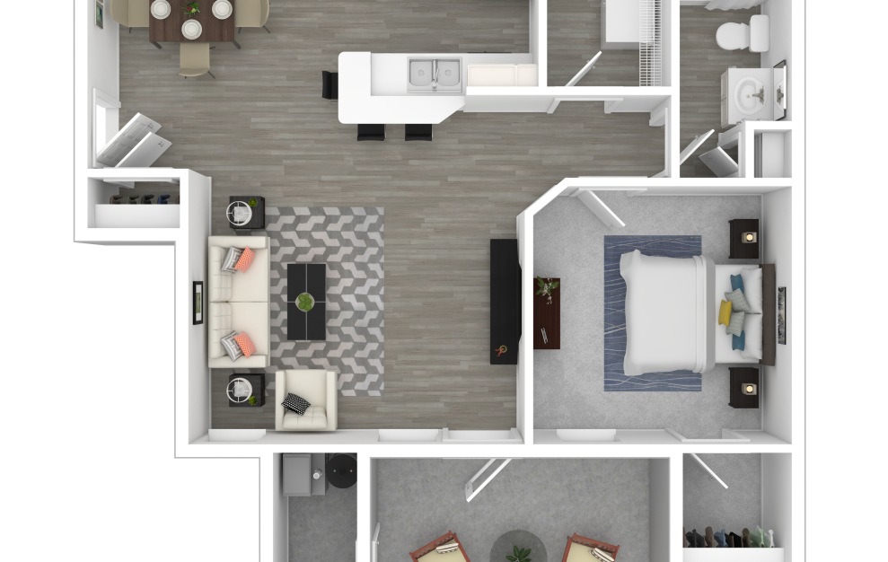 3d furnished floor plan - The Athens