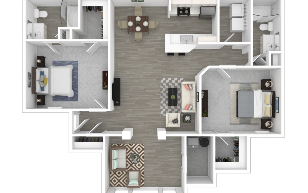 3D Furnished floor plan - The Montreal