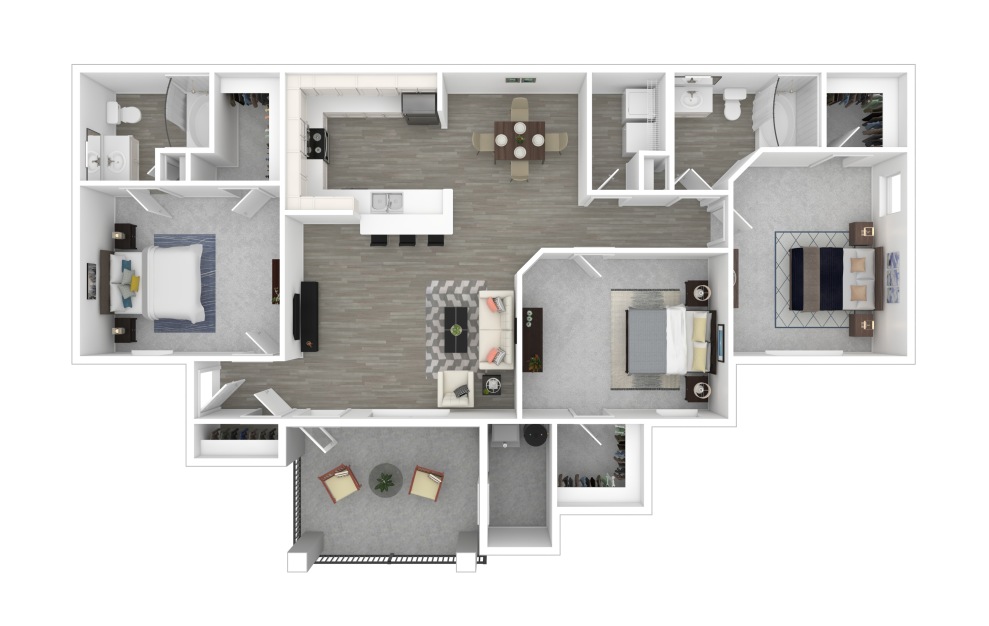 3D furnished floor plan - The Amsterdam