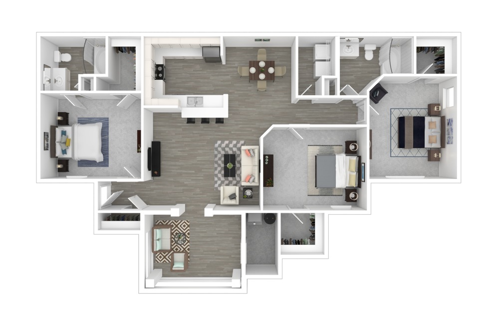 3d furnished floor plan - The London